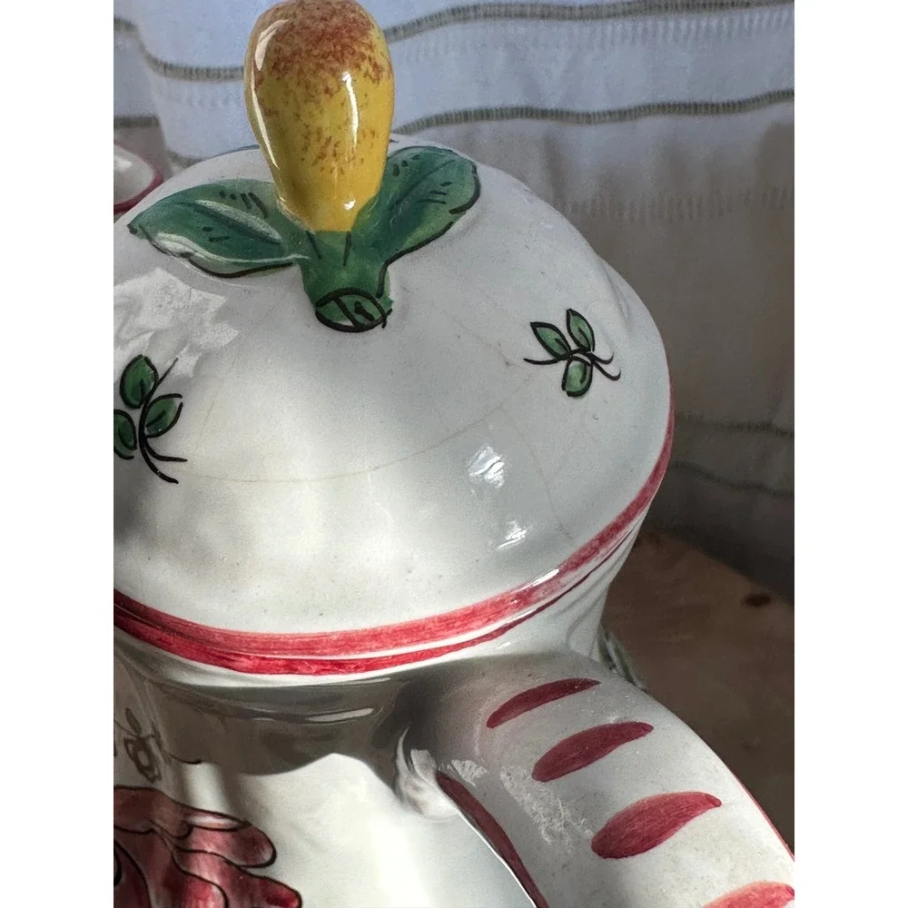 Luneville Ceramic Teapot Reverbere 1950 Hand Painted Floral Italy Vintage